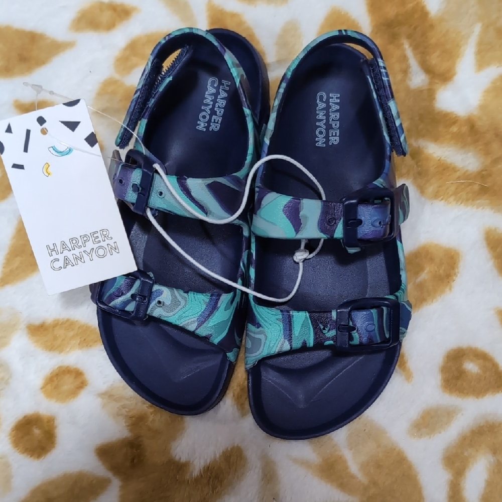 Harper Canyon Kids Adventure Sandals Blue Green Print NWT Toddler Boys 10